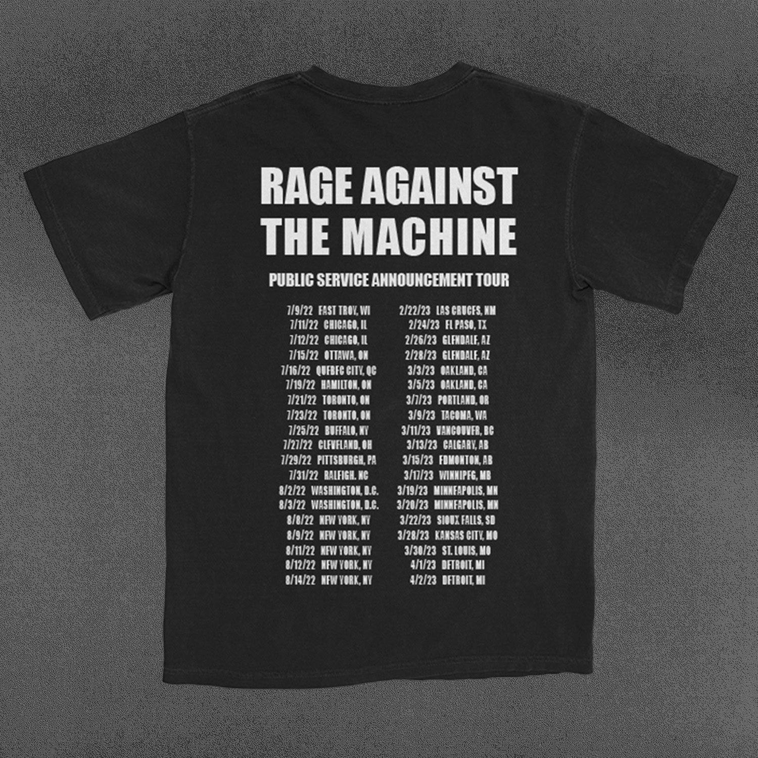 Rage Against The Machine RATM PSA Tour T-Shirt